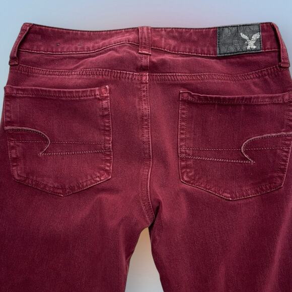 AMERICAN EAGLE Women’s 0 Short Burgundy Super Stretch Jeggings - Picture 2 of 4